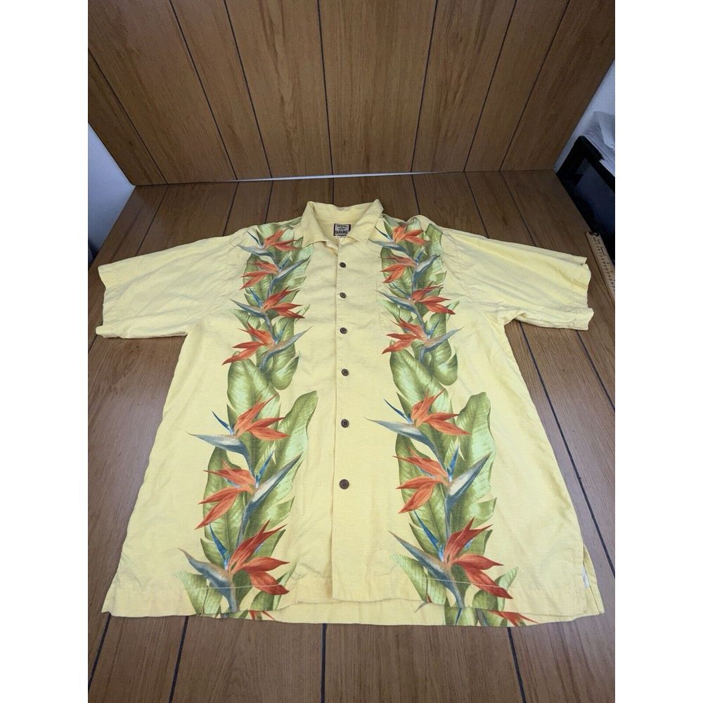 Tommy Bahama Yellow Tropical Bird of Paradise Print Button-Down Shirt